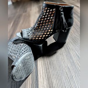 Jellypop Black Ankle Booties with Tassel